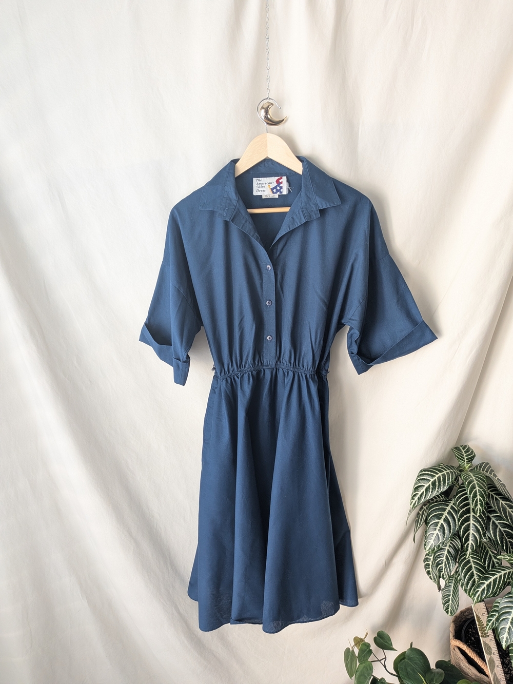 Vintage The American Shirt Dress Navy Midi Dress